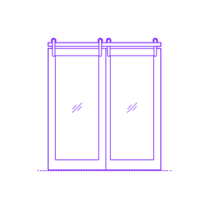 Buildings Surface Mounted Doors Bypassing Glass 1 Panel Outline Svg Vector, Free Vectors File